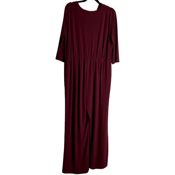 NY Collection Petite Plus Jumpsuit Women Size 1XP Burgundy Flattering Modest - Picture 3 of 16